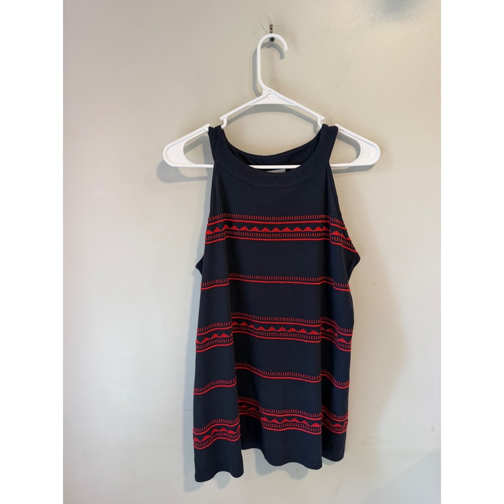 J. Jill Womens Navy Blue Red Embroidered Halter Tank Top Size M‎ RN 97641